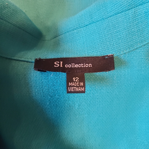 Turquoise & blue sleeveless dress with turquoise jacket - Picture 7 of 9